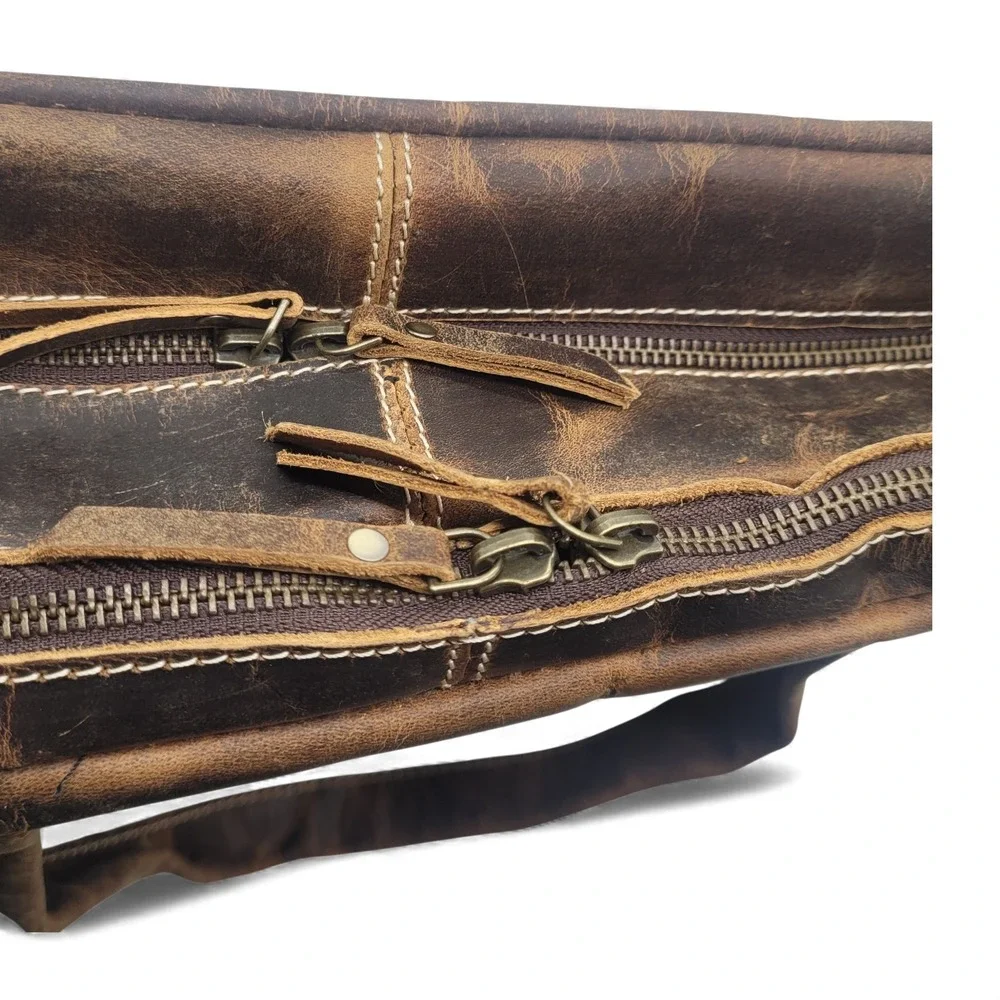 HLC Full Grain Leather Messenger Bag 18